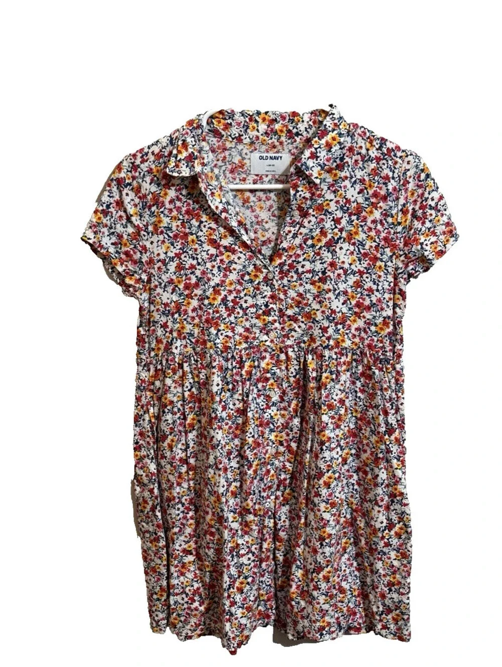 Old Navy Floral Dress Girls Navy L (10/12) Sleeveless Casual Summer Lightweight
